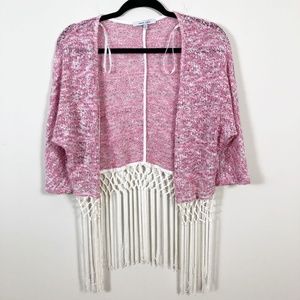 SALE! Naked Zebra Pink Cropped Cardigan w/ Fringe
